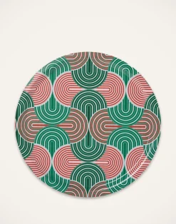 La DoubleJ Vassoi E Svuotatasche|Home Décor<Round Printed TraySlinky Verde in Wood
