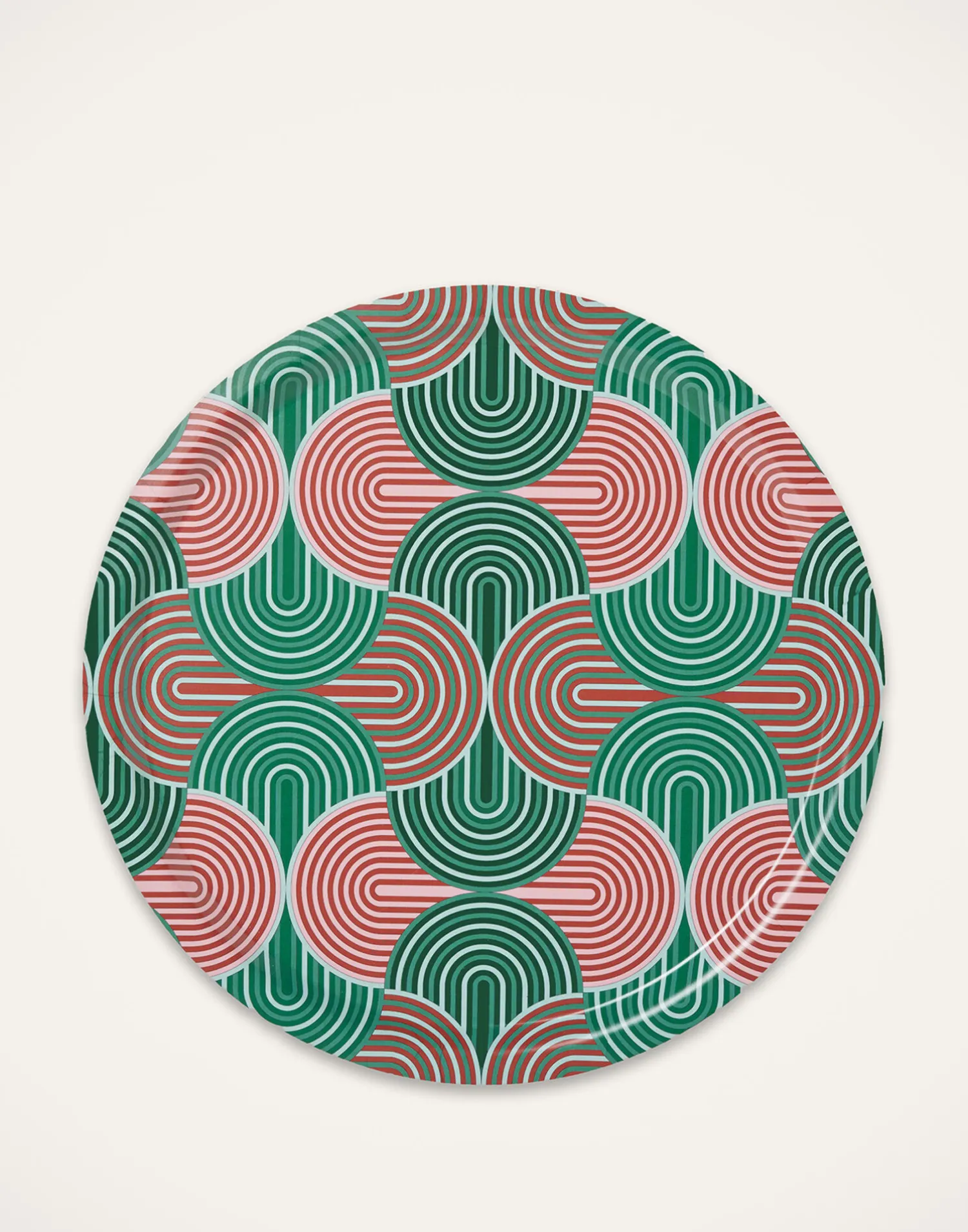 La DoubleJ Vassoi E Svuotatasche|Home Décor<Round Printed TraySlinky Verde in Wood
