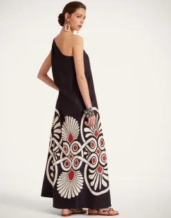 La DoubleJ Vestiti<Roy DressMedallion Plac&eacute;e Black in Silk Twill