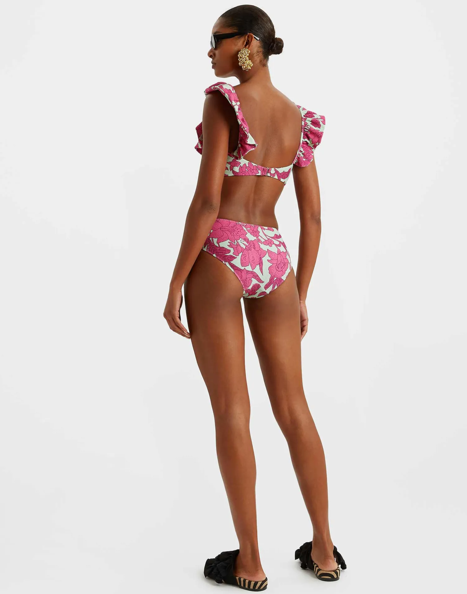 La DoubleJ Moda Mare<Ruffle Bikini TopLilium Purple in Piquet Lycra