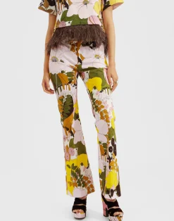 La DoubleJ Pantaloni E Shorts<Saturday Night PantsBig Flower Rose in Heavy Cotton Stretch