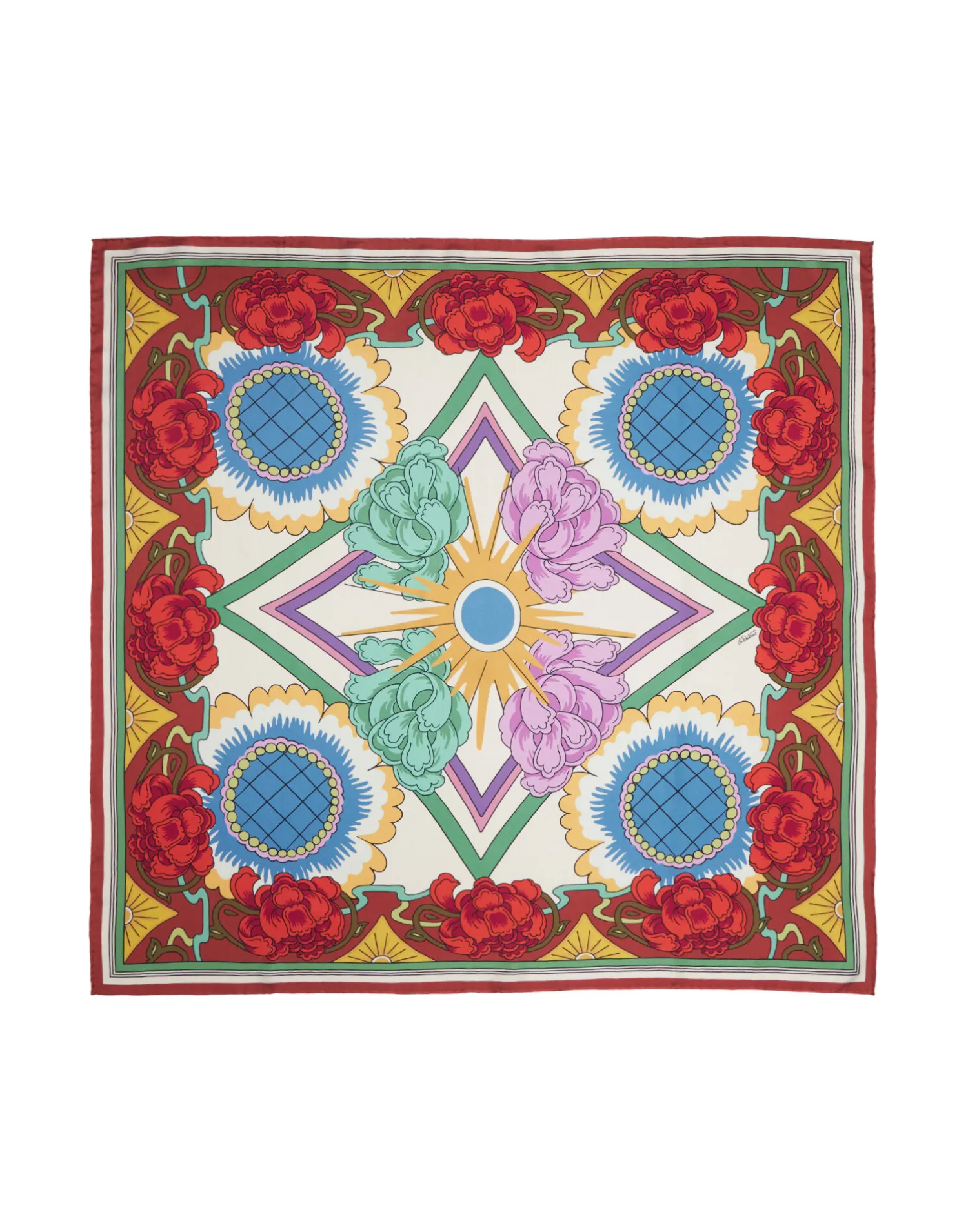 La DoubleJ Foulard E Sciarpe|Accessories<Scarf Double (90X90)Taormina Placée Ivory in Twill Silk