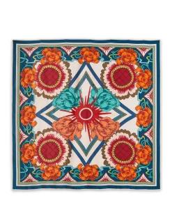 La DoubleJ Foulard E Sciarpe|Accessories<Scarf Double (90X90)Taormina Placée Ivory in Twill Silk