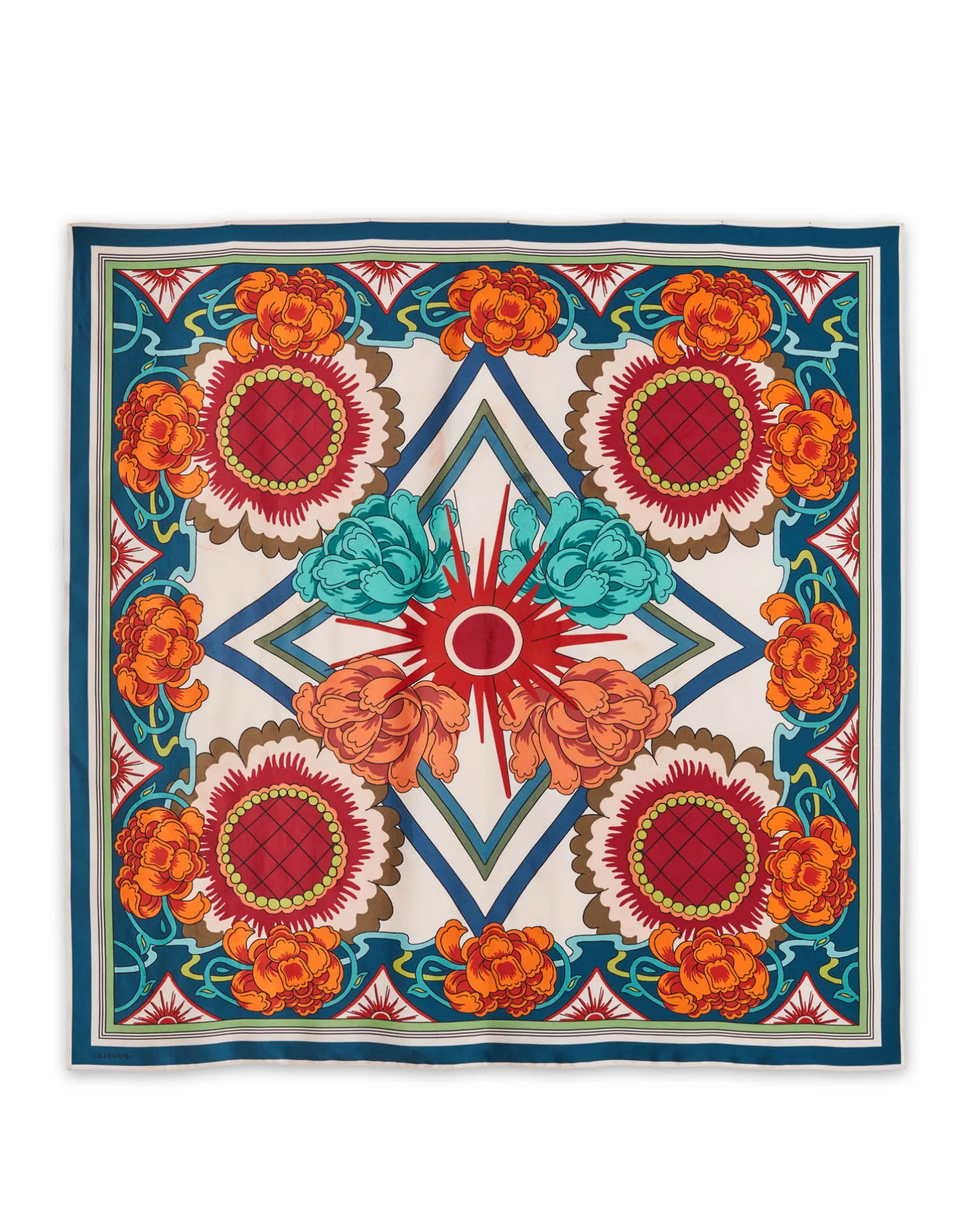 La DoubleJ Foulard E Sciarpe|Accessories<Scarf Double (90X90)Taormina Placée Ivory in Twill Silk