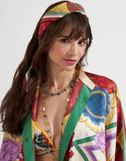La DoubleJ Foulard E Sciarpe|Accessories<Scarf Double (90X90)Taormina Placée Ivory in Twill Silk