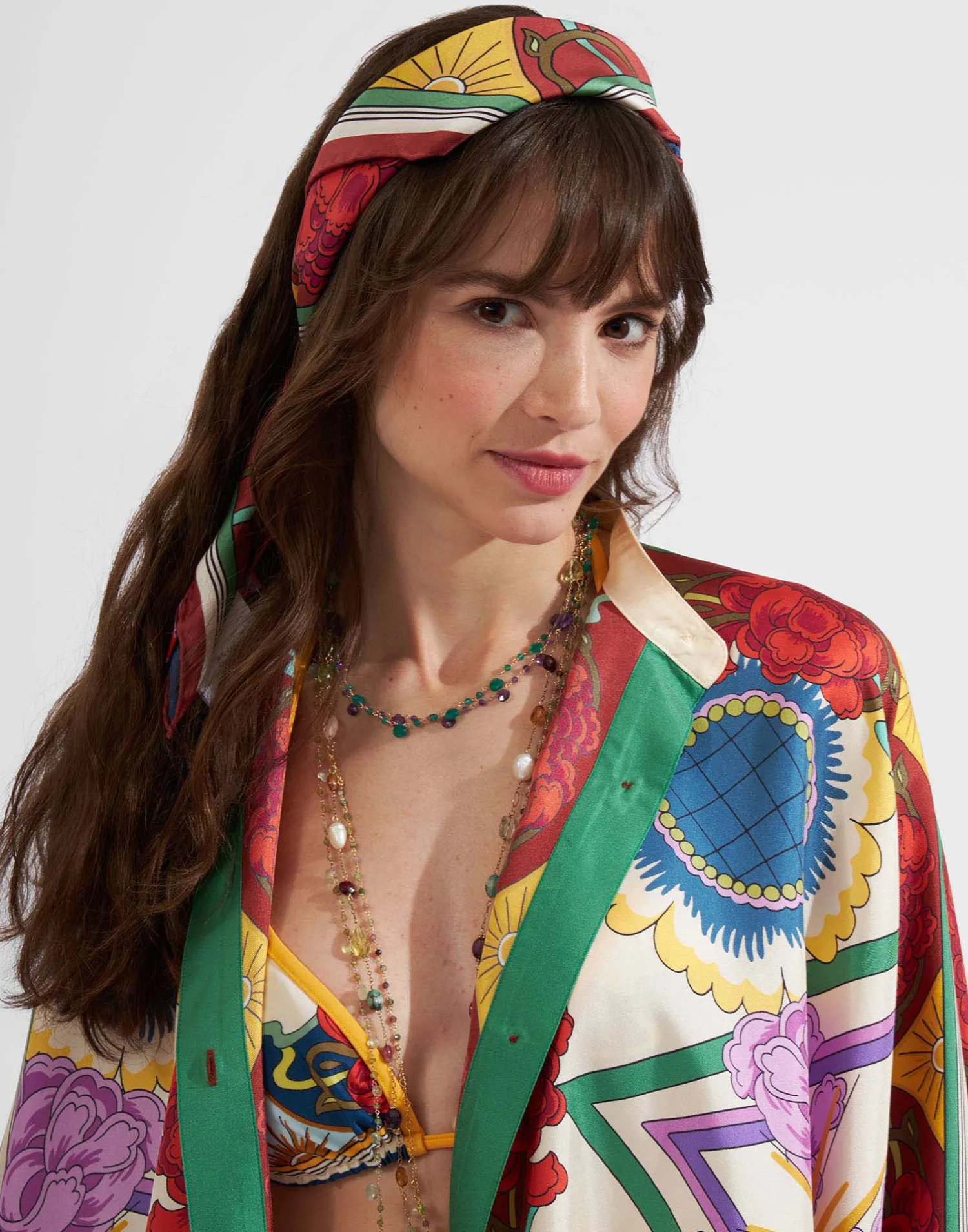 La DoubleJ Foulard E Sciarpe|Accessories<Scarf Double (90X90)Taormina Placée Ivory in Twill Silk