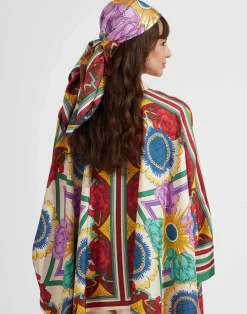 La DoubleJ Foulard E Sciarpe|Accessories<Scarf Double (90X90)Taormina Placée Ivory in Twill Silk