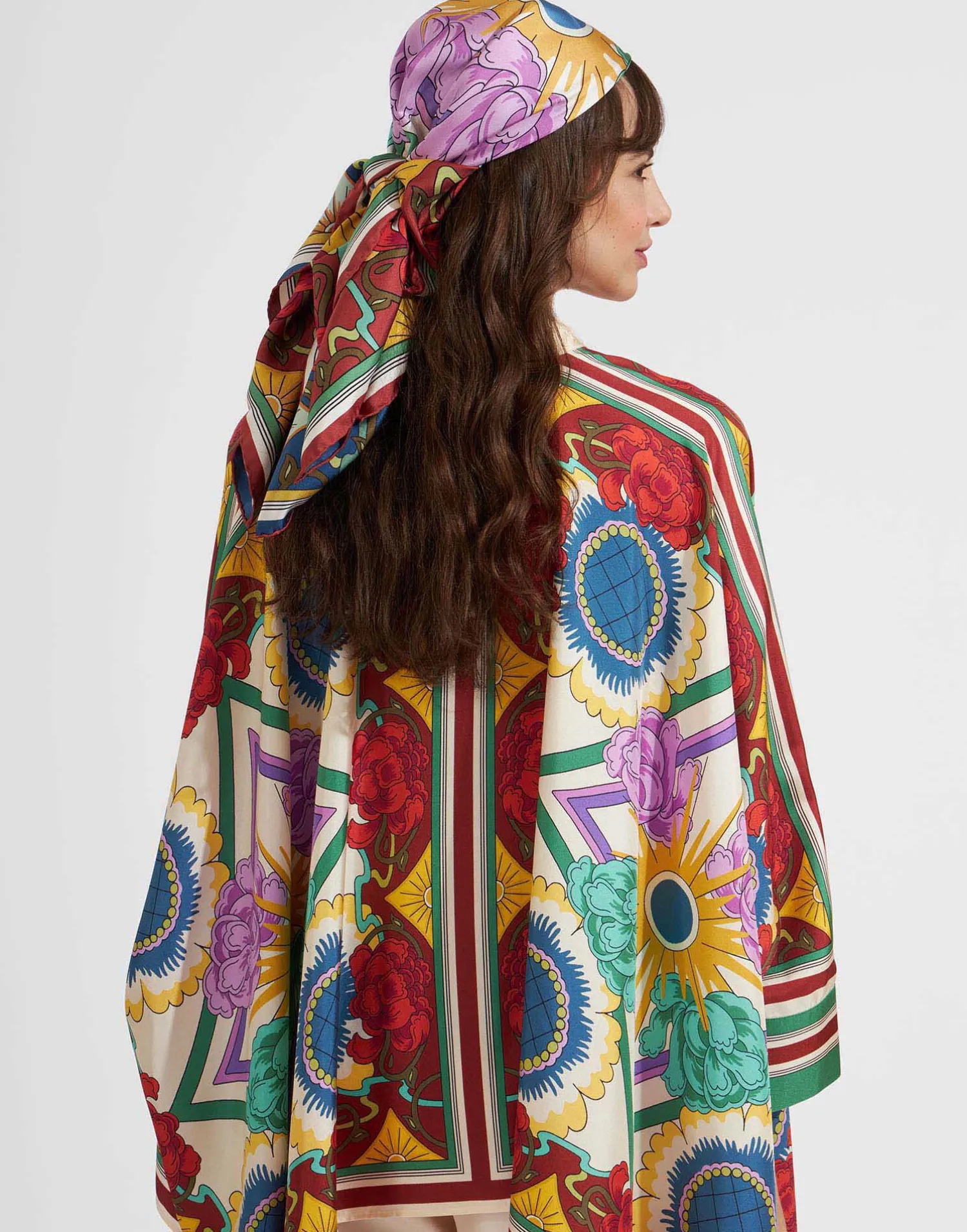 La DoubleJ Foulard E Sciarpe|Accessories<Scarf Double (90X90)Taormina Placée Ivory in Twill Silk