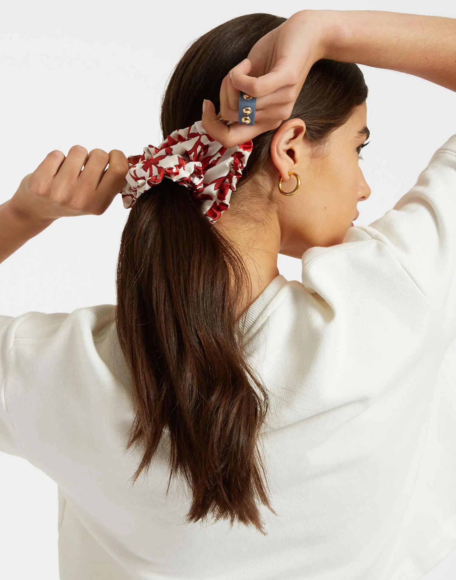La DoubleJ Accessori Per Capelli|Accessories<ScrunchieDragonflower Mini Red in Silk Twill