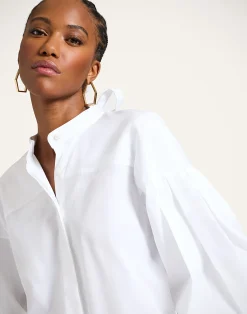 La DoubleJ Camicie E Top<Share Your Screen ShirtSolid White in Cotton Poplin