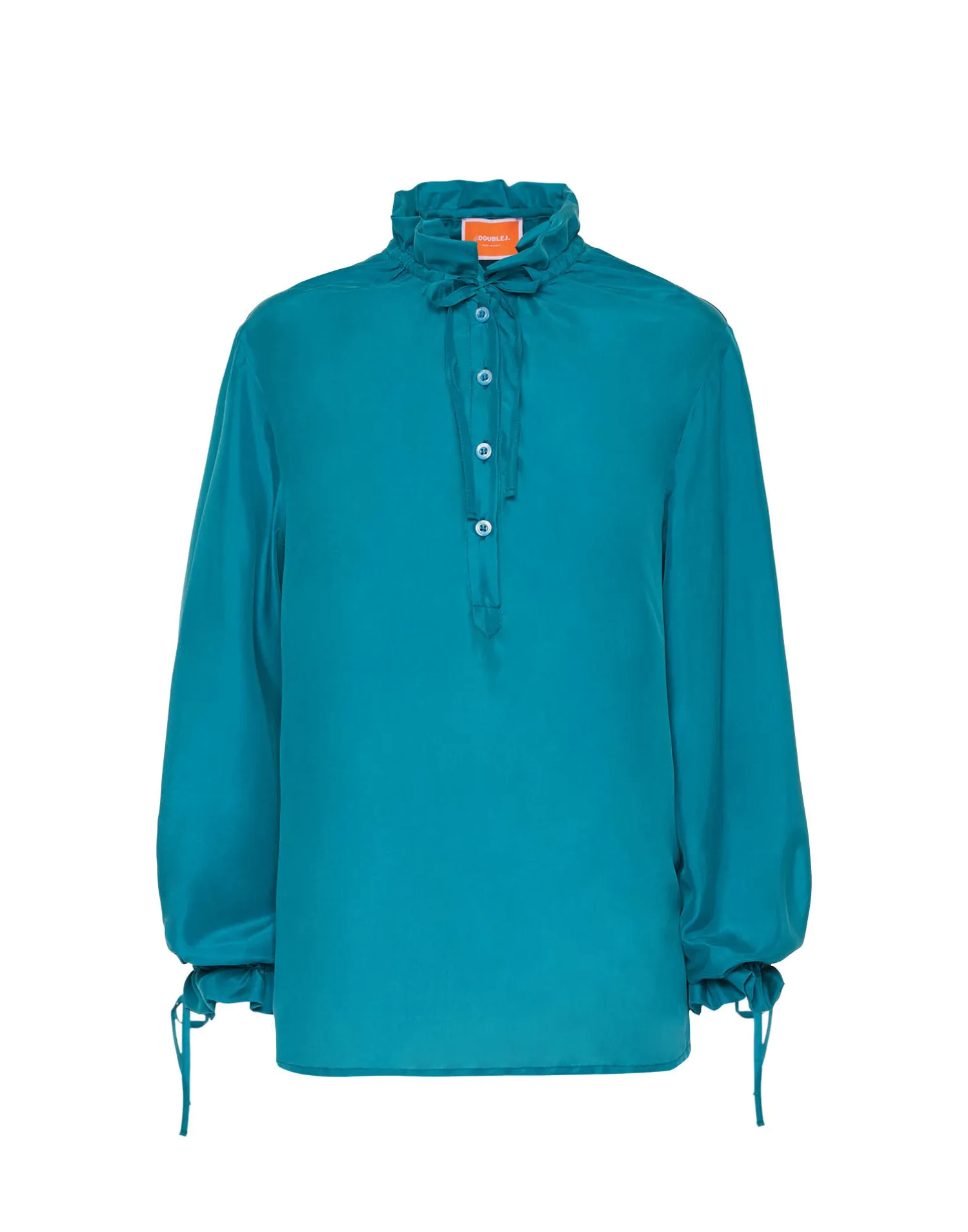 La DoubleJ Camicie E Top<Shirt And SassySolid Blue Petrol in Washed Silk