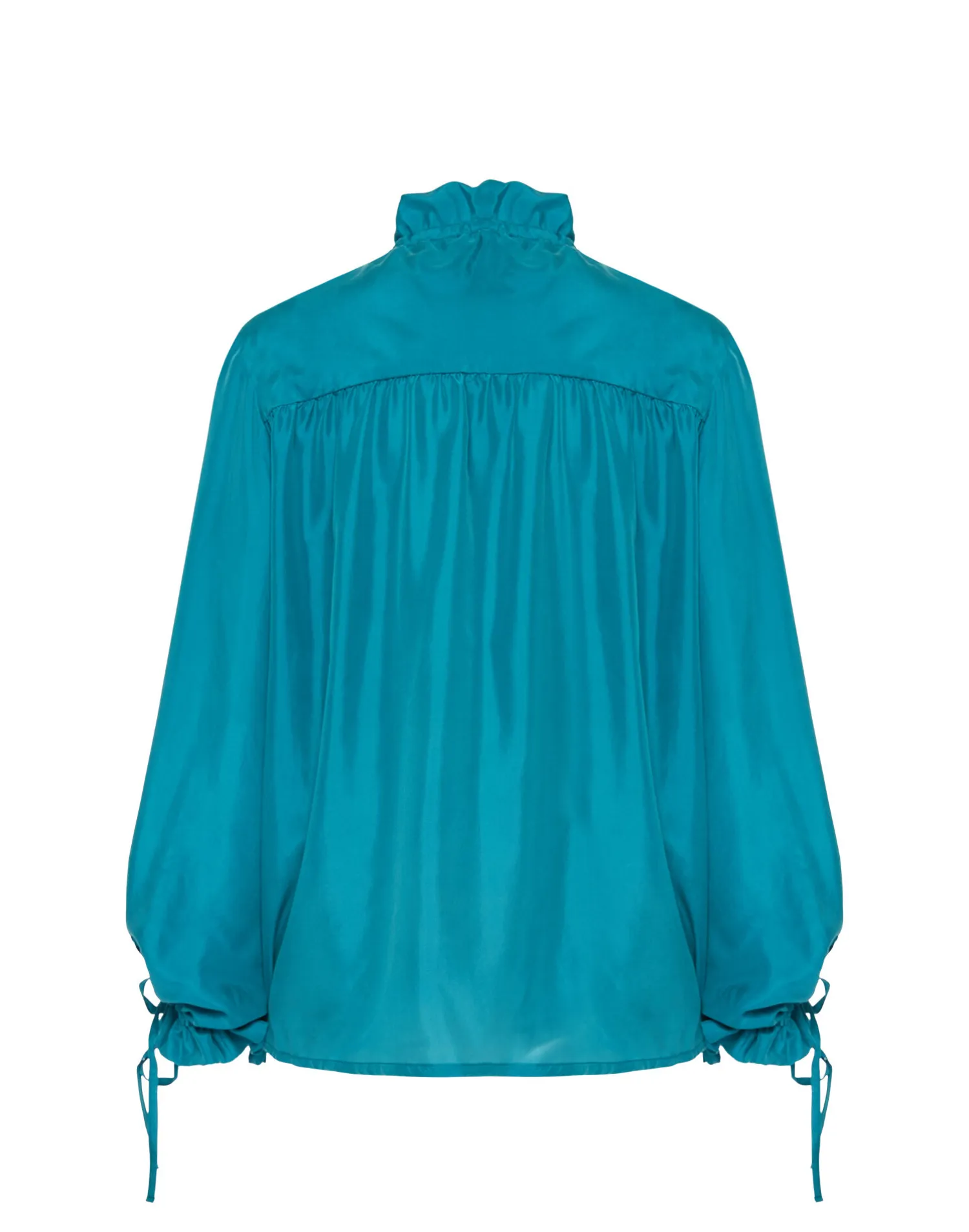 La DoubleJ Camicie E Top<Shirt And SassySolid Blue Petrol in Washed Silk