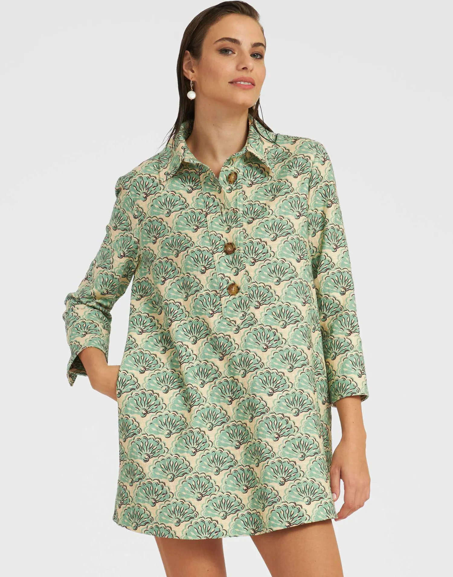 La DoubleJ Vestiti<Short Artemis DressFans Mint in Shot Cotton