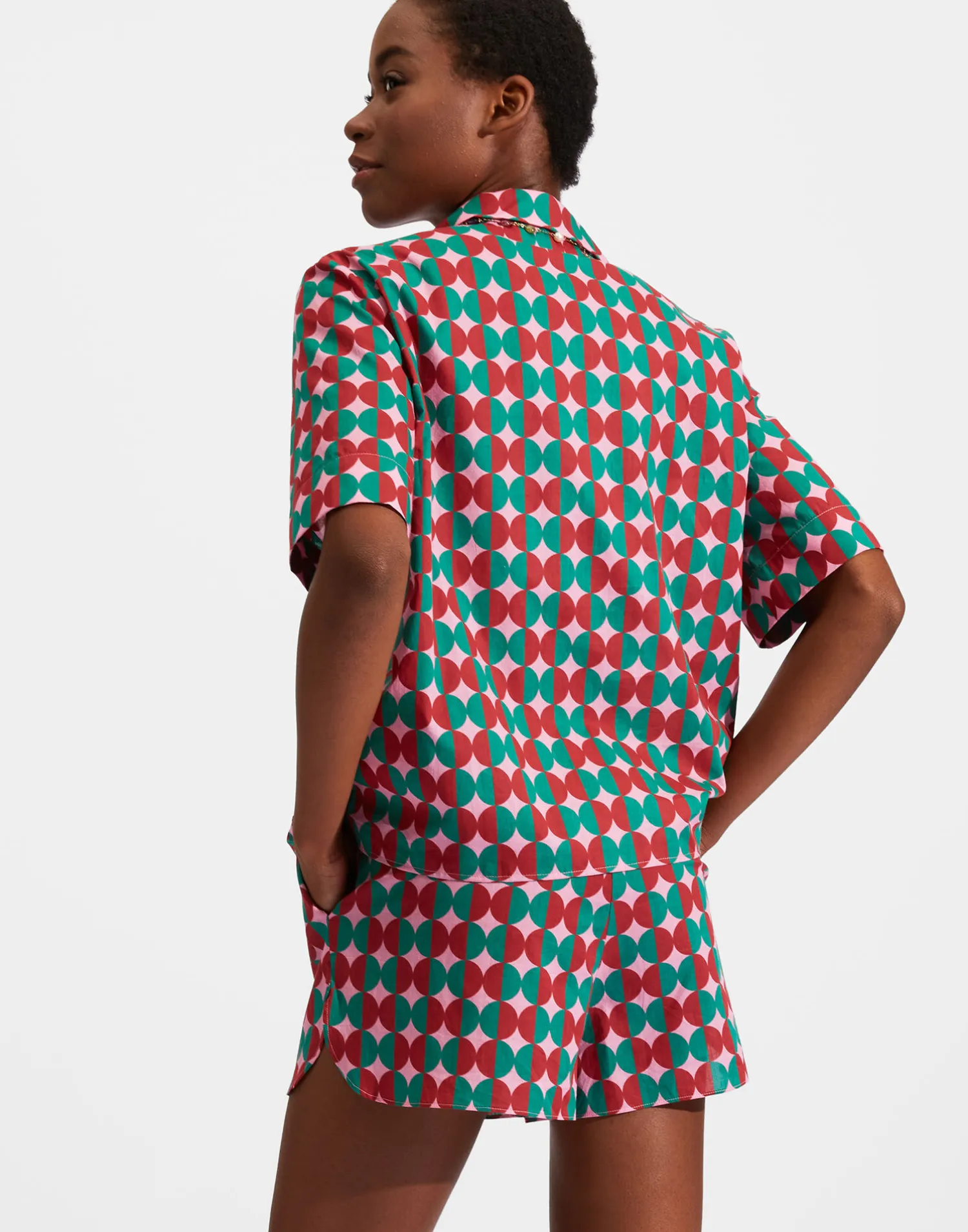 La DoubleJ Loungewear<Short PajamaMezzaluna Pink in Cotton Voile