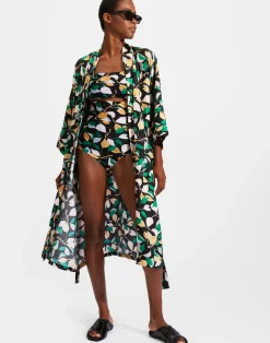 La DoubleJ Loungewear<Silk RobeOrchard in Twill Silk