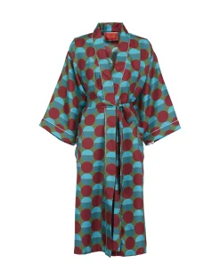 La DoubleJ Loungewear<Silk RobeSfere Grandi Verde in Twill Silk