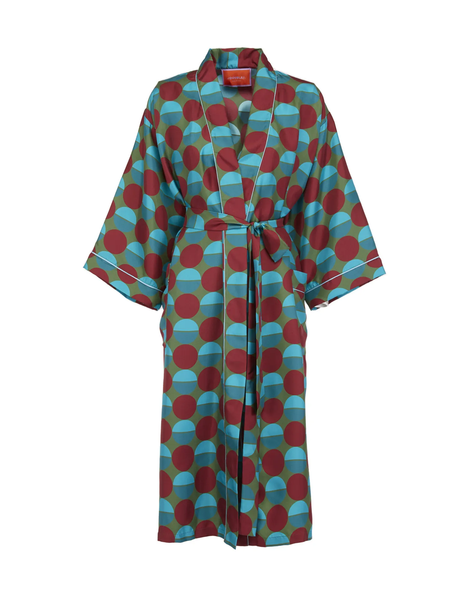 La DoubleJ Loungewear<Silk RobeSfere Grandi Verde in Twill Silk