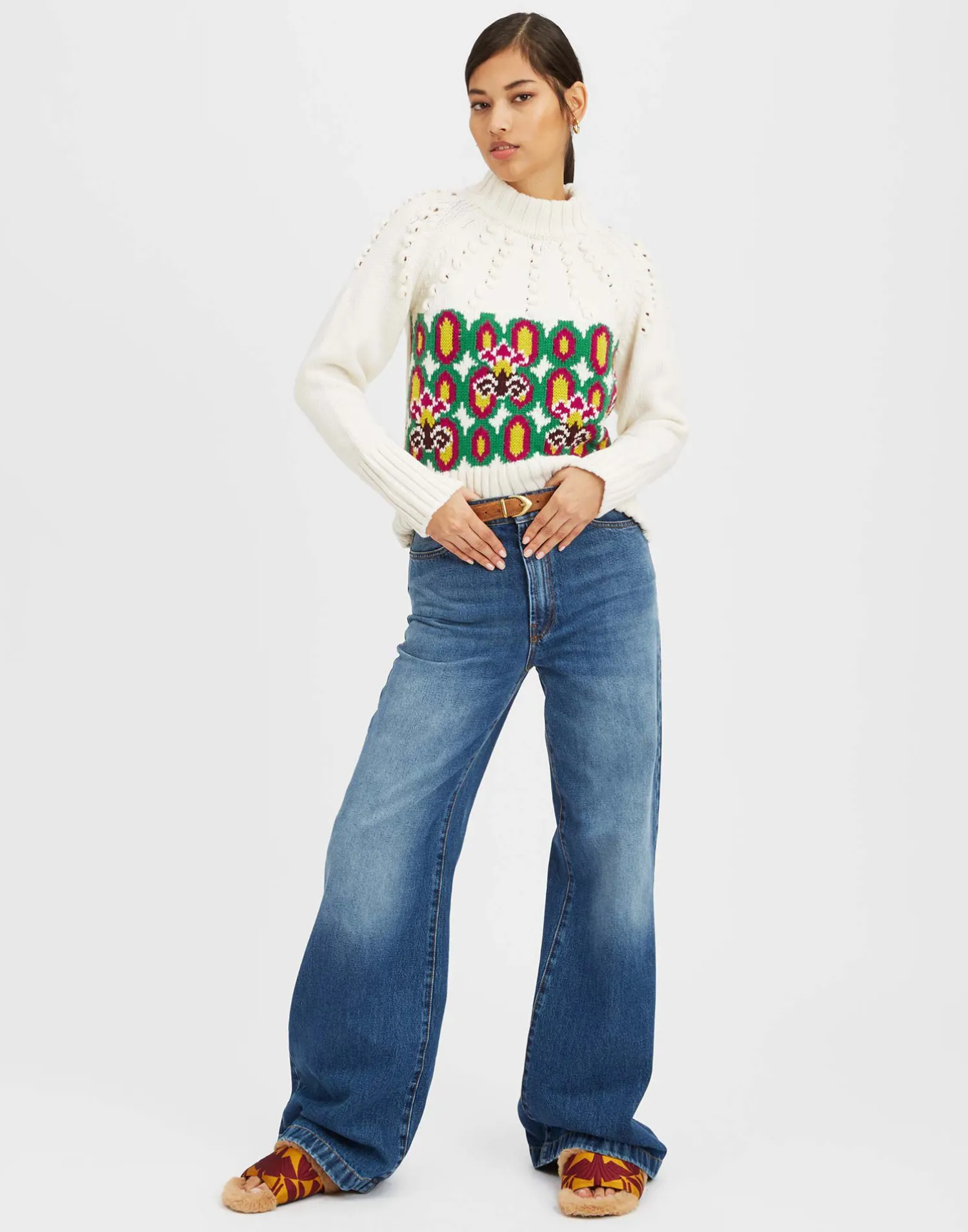 La DoubleJ Maglieria<Ski Lift SweaterArcturus Placée White in Jacquard
