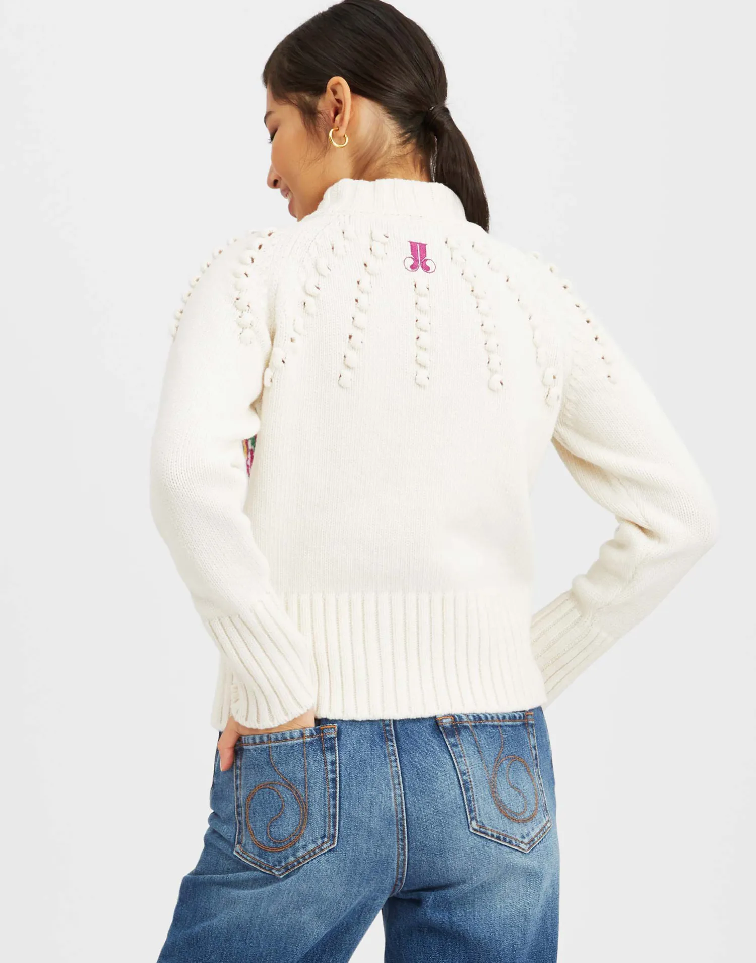 La DoubleJ Maglieria<Ski Lift SweaterArcturus Placée White in Jacquard