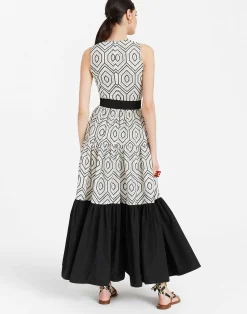 La DoubleJ Vestiti<Sleeveless Big DressSolid Ivory in Cotton Sangallo