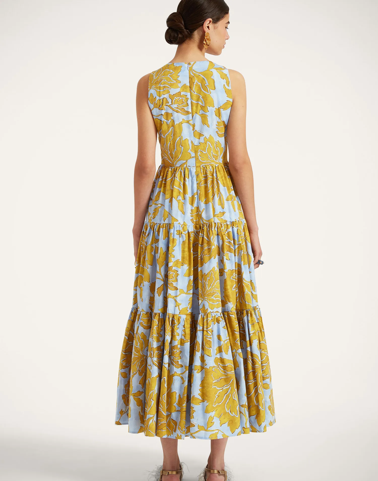 La DoubleJ Vestiti<Sleeveless Big DressTangle Light Blue in Summer Poplin