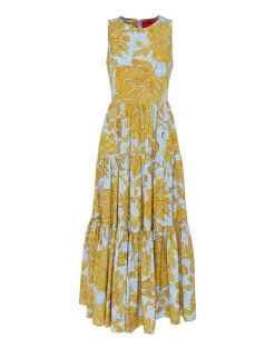 La DoubleJ Vestiti<Sleeveless Big DressTangle Light Blue in Summer Poplin