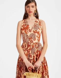 La DoubleJ Party Dressing<Sleeveless Big Dress V-NeckReef Pale Pink in Summer Poplin