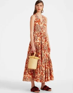 La DoubleJ Vestiti<Sleeveless Big Dress V-NeckReef Pale Pink in Summer Poplin