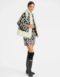 La DoubleJ Capispalla<Sleeveless Folk JacketGhirlanda Black in Compact Jersey