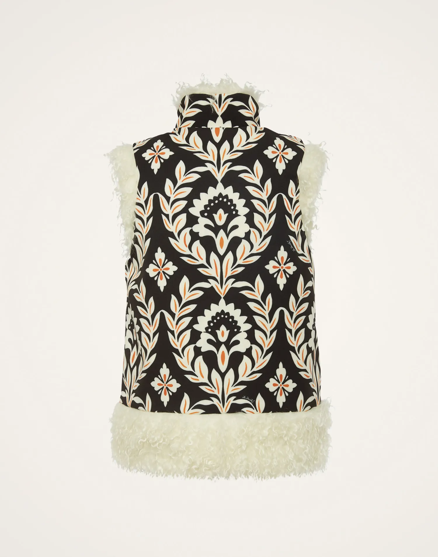 La DoubleJ Capispalla<Sleeveless Folk JacketGhirlanda Black in Compact Jersey