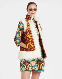 La DoubleJ Capispalla<Sleeveless Folk JacketPapyrus Gold in Jacquard