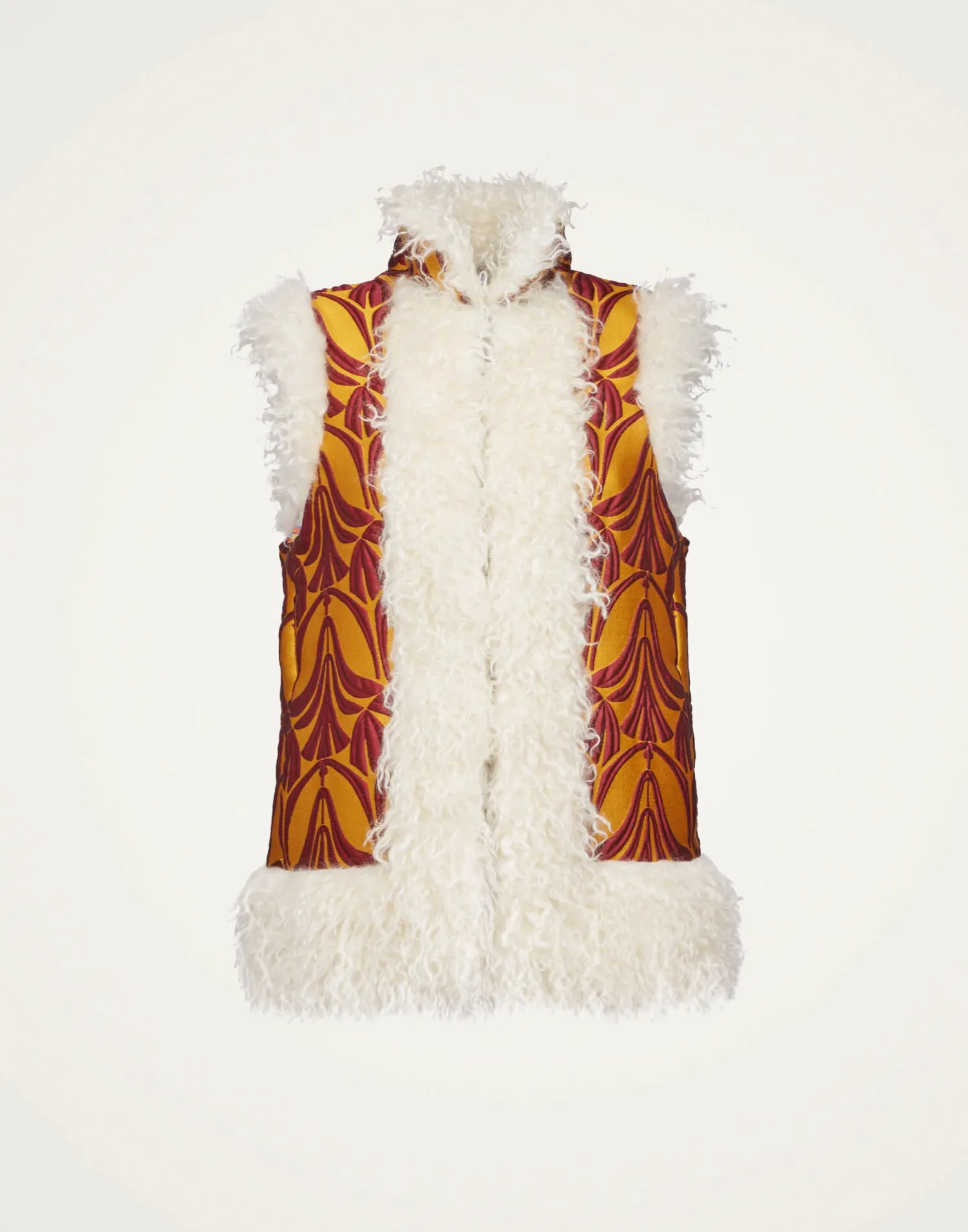 La DoubleJ Capispalla<Sleeveless Folk JacketPapyrus Gold in Jacquard