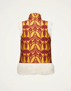 La DoubleJ Capispalla<Sleeveless Folk JacketPapyrus Gold in Jacquard
