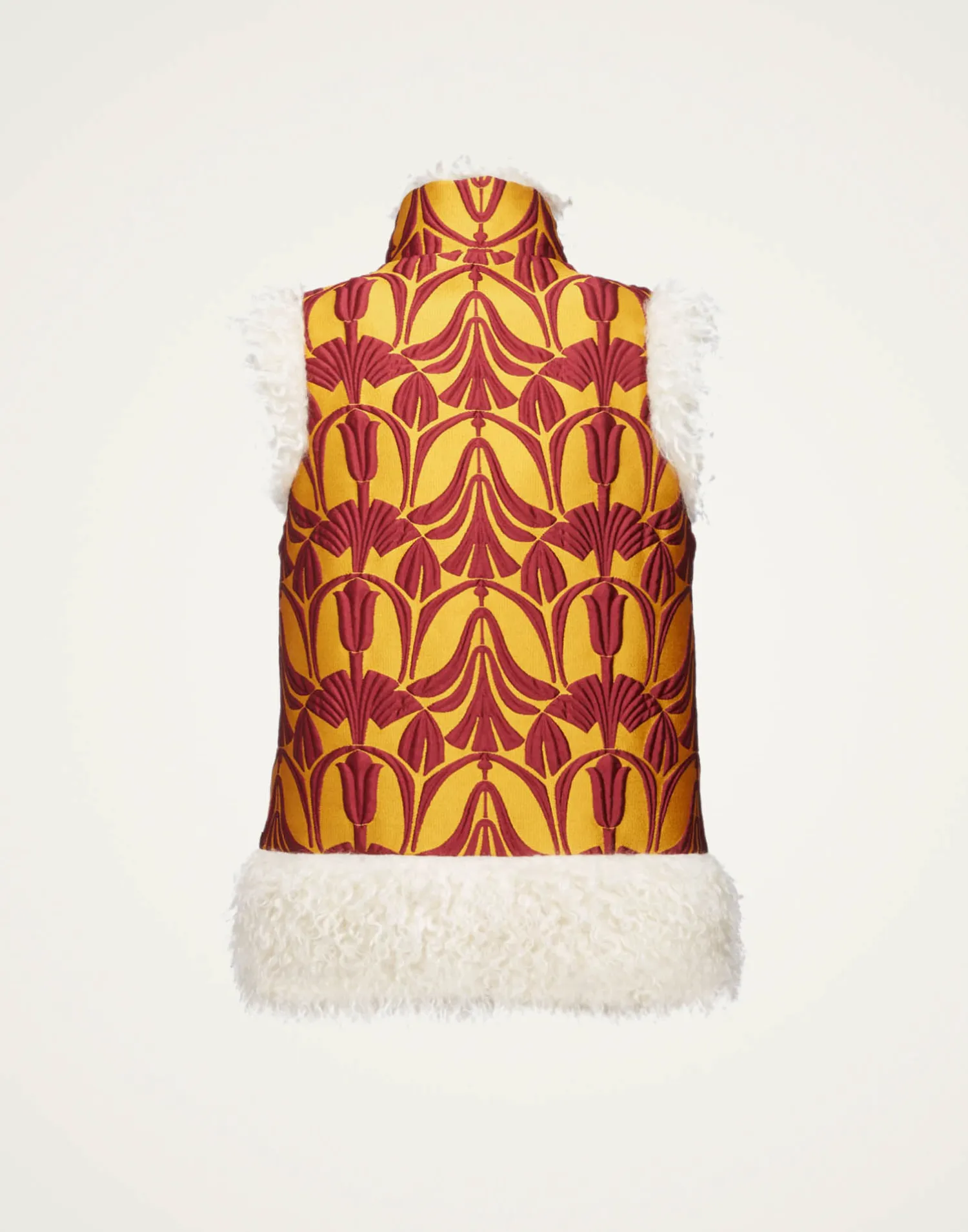 La DoubleJ Capispalla<Sleeveless Folk JacketPapyrus Gold in Jacquard