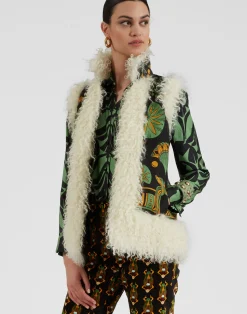 La DoubleJ Capispalla<Sleeveless Folk JacketThe Nile Placée Black in Faille