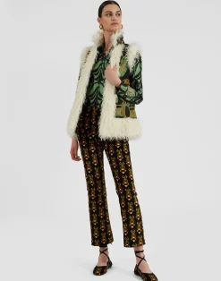 La DoubleJ Capispalla<Sleeveless Folk JacketThe Nile Plac&eacute;e Black in Faille