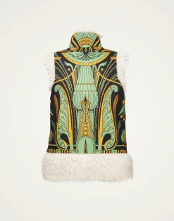La DoubleJ Capispalla<Sleeveless Folk JacketThe Nile Placée Black in Faille