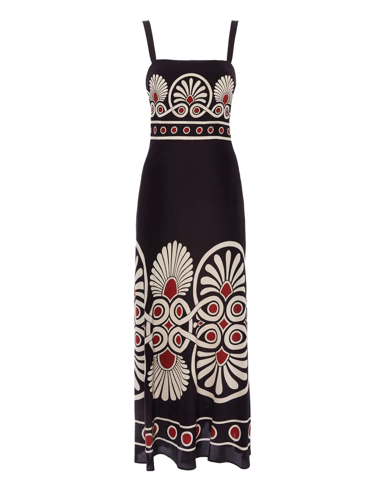La DoubleJ Vestiti<Slip-Around DressMedallion Placée Black in Crepe De Chine