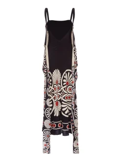 La DoubleJ Vestiti<Slip-Around DressMedallion Placée Black in Crepe De Chine