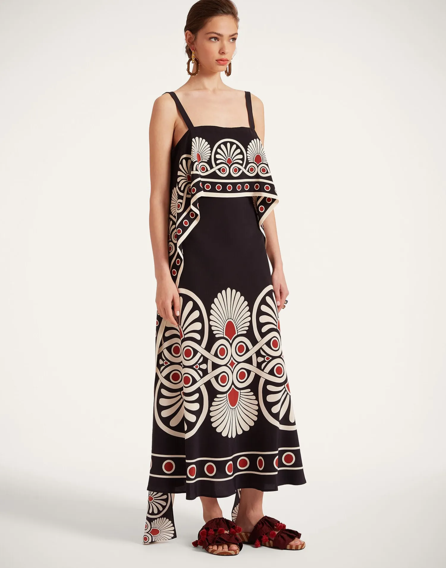 La DoubleJ Party Dressing<Slip-Around DressMedallion Placée Black in Crepe De Chine