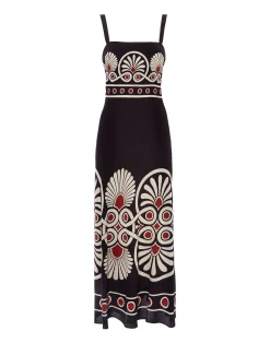 La DoubleJ Party Dressing<Slip-Around DressMedallion Placée Black in Crepe De Chine
