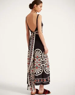 La DoubleJ Party Dressing<Slip-Around DressMedallion Placée Black in Crepe De Chine