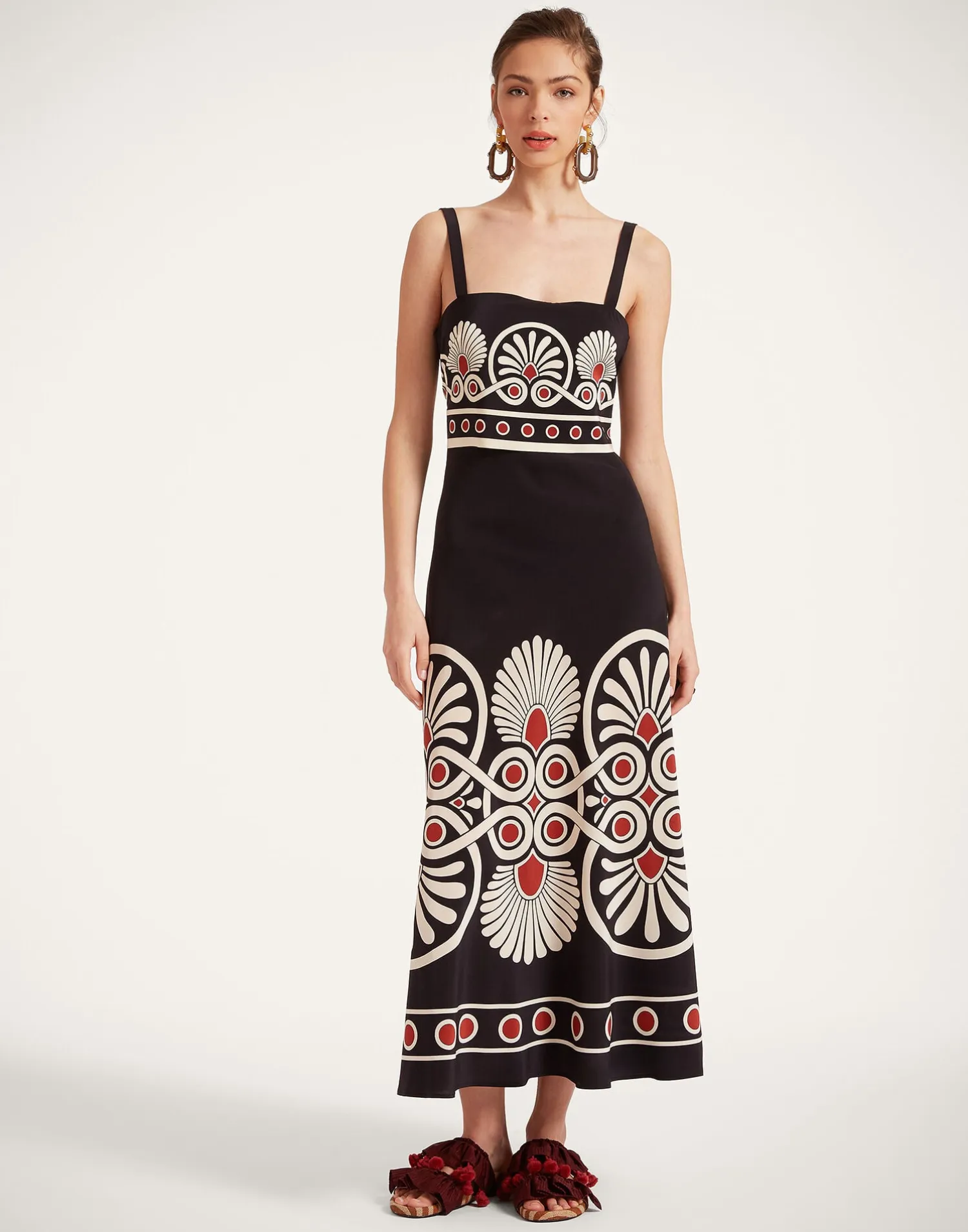 La DoubleJ Party Dressing<Slip-Around DressMedallion Placée Black in Crepe De Chine