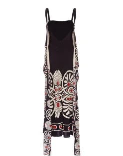 La DoubleJ Party Dressing<Slip-Around DressMedallion Placée Black in Crepe De Chine