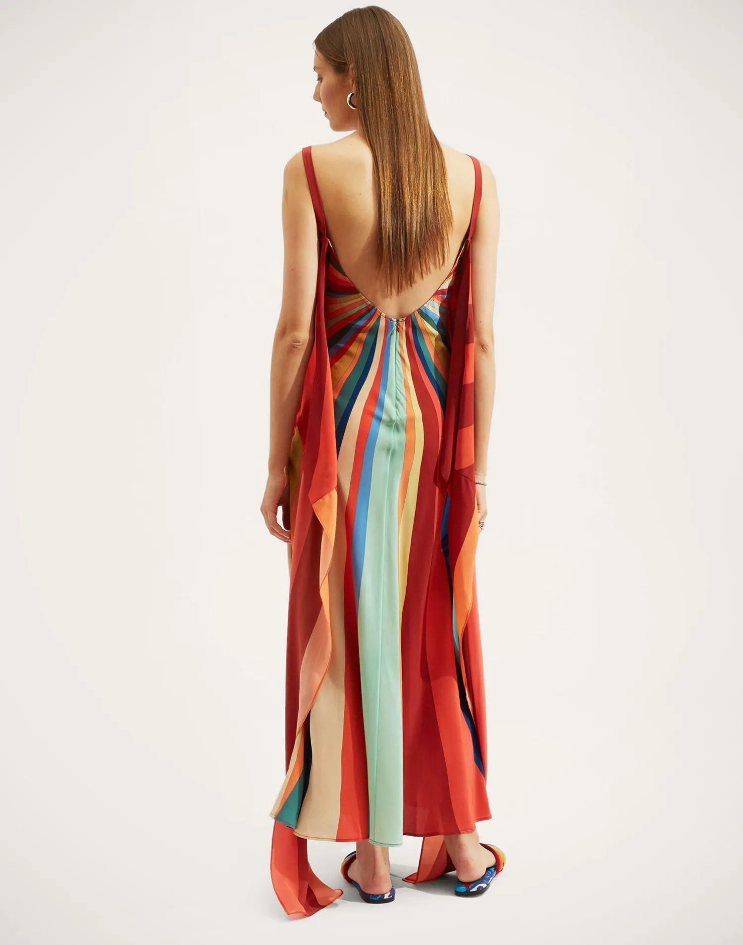 La DoubleJ Vestiti<Slip-Around DressRainbow in Crepe De Chine