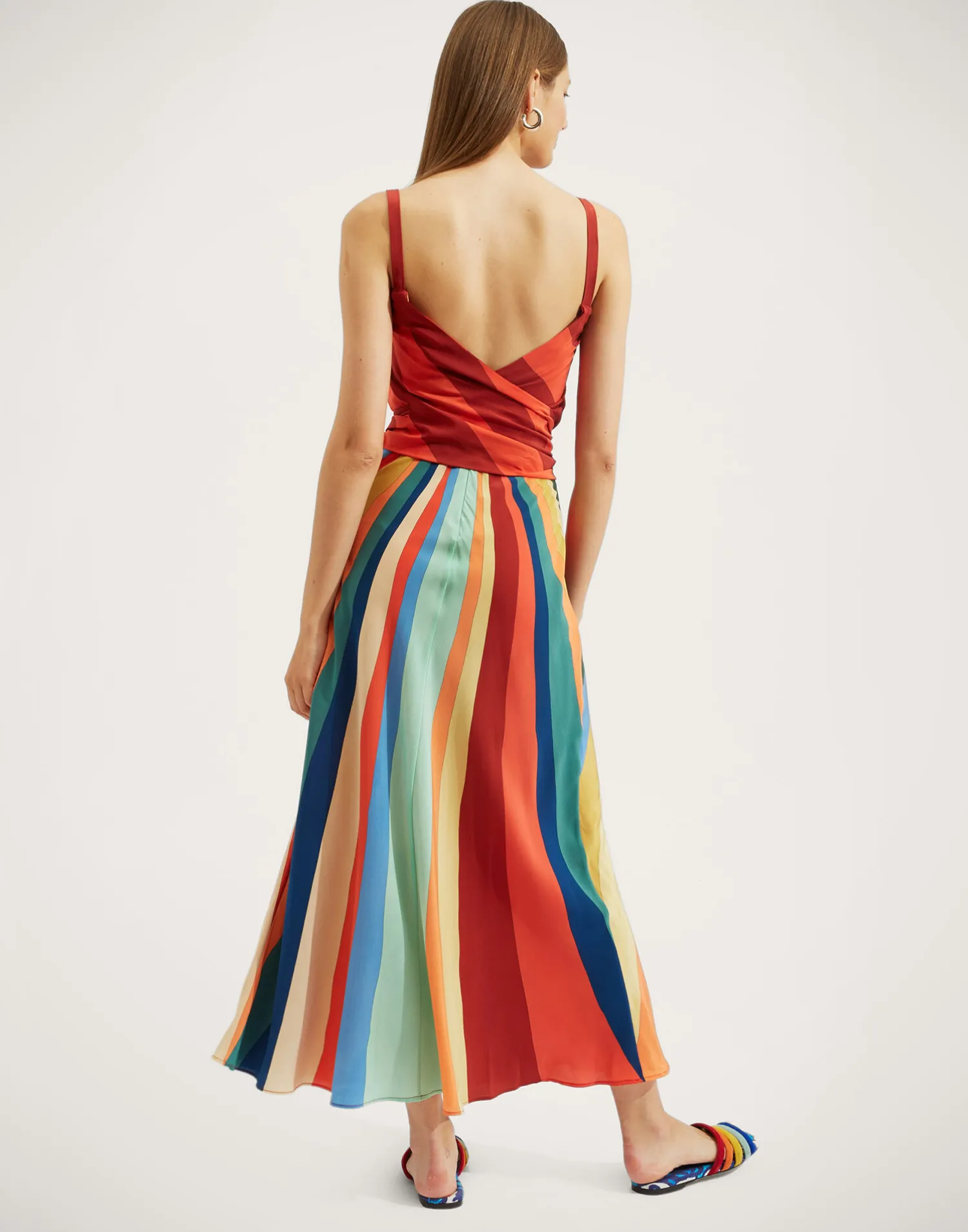 La DoubleJ Vestiti<Slip-Around DressRainbow in Crepe De Chine