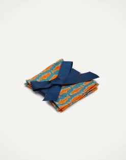 La DoubleJ Tovaglioli|Tessili<Small Napkins Set Of 4Como Fish Blue Small in Linen