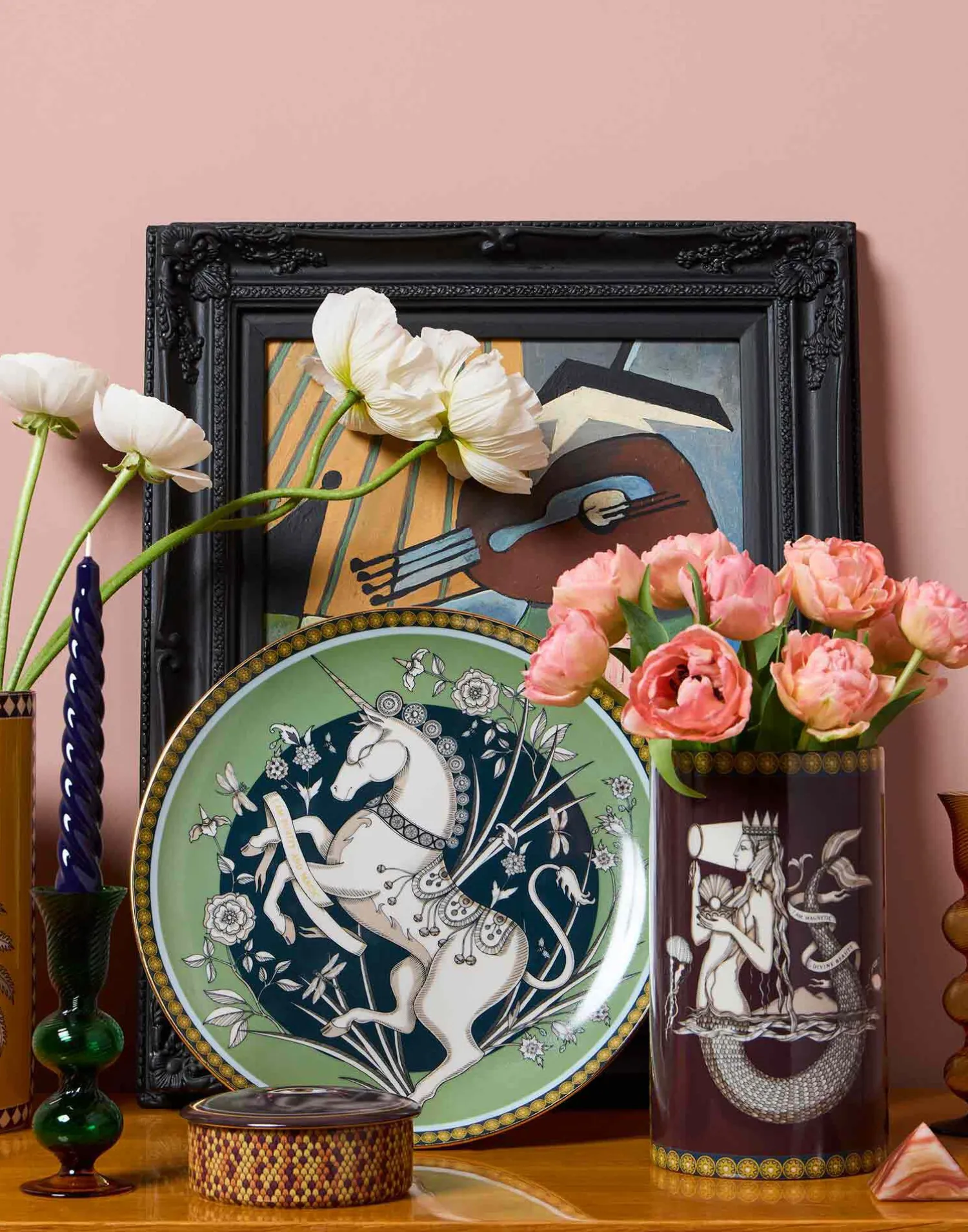 La DoubleJ Vasi|Home Décor<Small Pillar VaseThe Mermaid Bordeaux in Porcelain