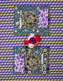 La DoubleJ Tovaglie|Tessili<Small TableclothCubi Giallo/Fucsia in Linen