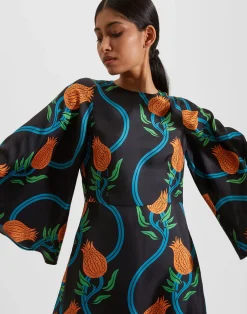 La DoubleJ Vestiti<Sorella DressMelograno Nero in Silk Twill
